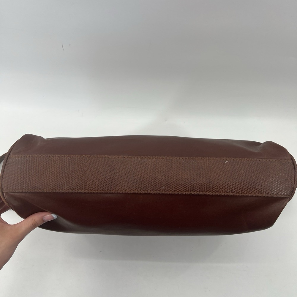Vintage Capezio Brown Leather Bag Laptop Briefcase Snake Print Gold Tone - Picture 10 of 14